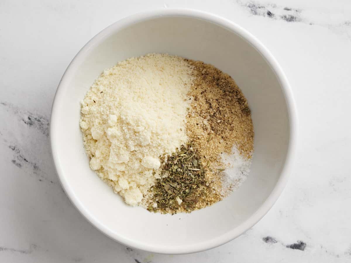 Meatball dry ingredients in a bowl. 