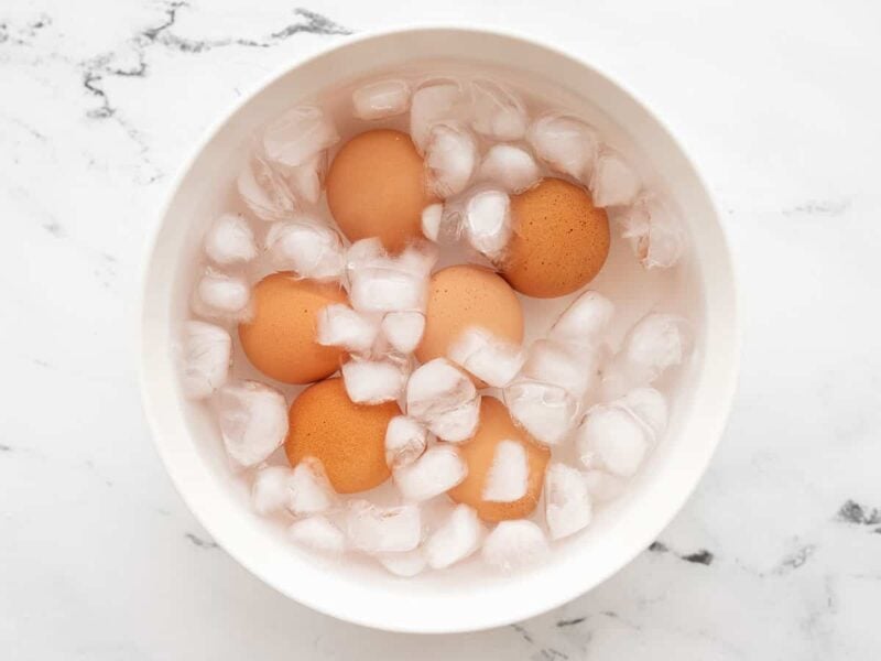 Eggs in an ice bath