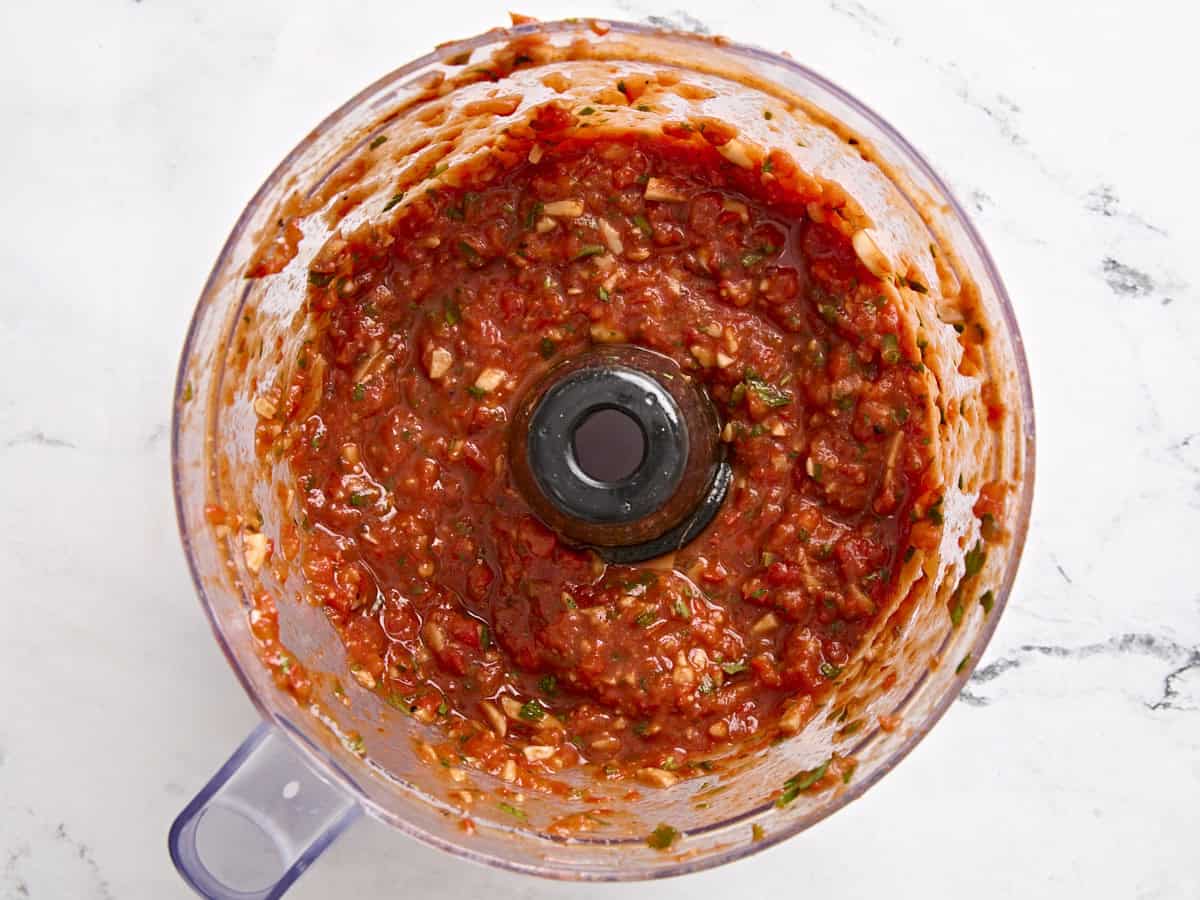 Romesco sauce in a food processor