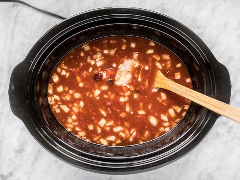 Add broth to slow cooker