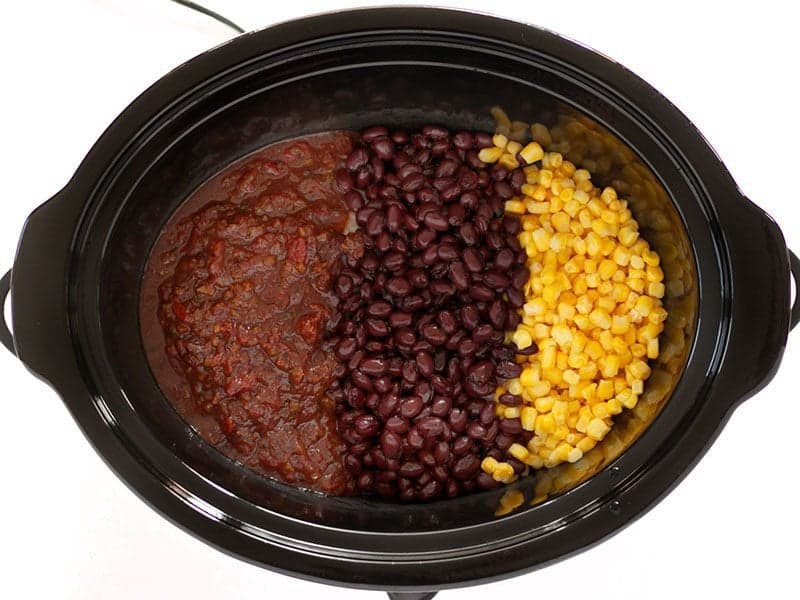 Salsa, Beans, and Corn in the slow cooker