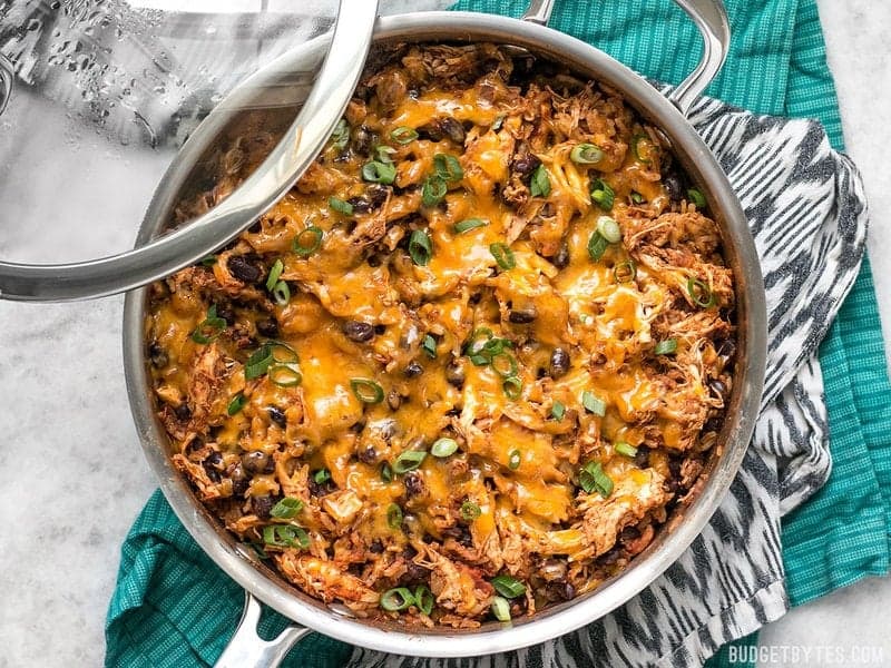 If you're looking for a quick and easy dinner, this Southwest Chicken Skillet is it! Precooked chicken makes this dinner possible in about 30 minutes. BudgetBytes.com