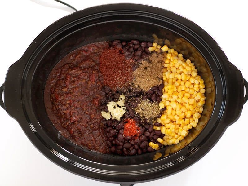 Add taco seasoning spices to slow cooker