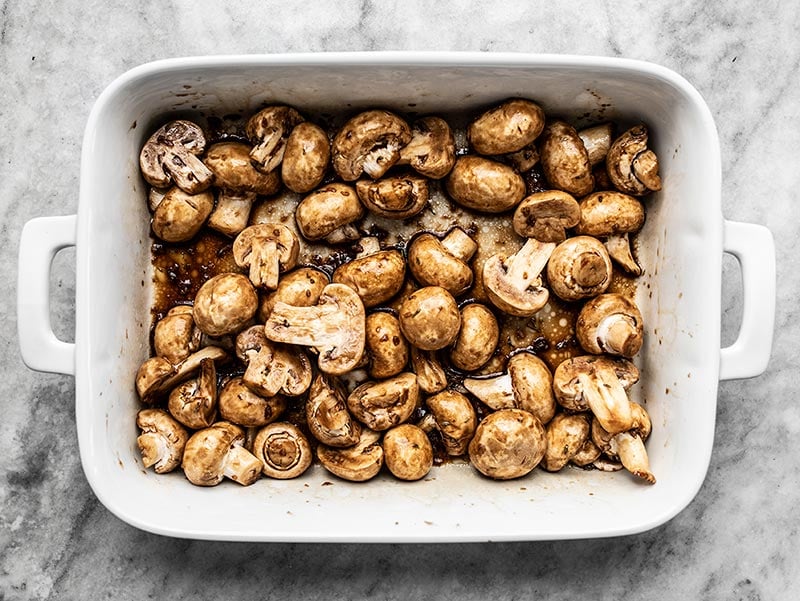 Stir Mushrooms to Coat in Marinade