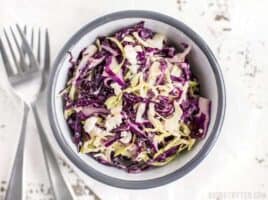 This super simple three-ingredient cabbage salad is huge on flavor and is the perfect side for all of your summer grilling. This Vinaigrette slaw with Feta will become your easy go-to side dish. BudgetBytes.com